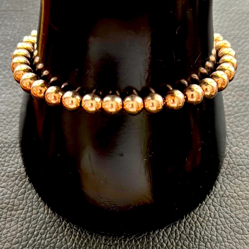 Rose Gold over Sterling Silver Vermeil Beaded Bracelet Made in Italy